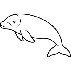 Beluga Whale in One Line Vector Design