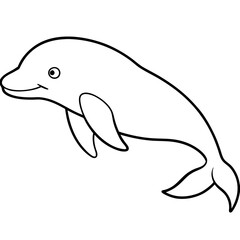 Naklejka premium Beluga Whale in One Line Vector Design