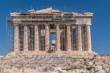 Work in progress at the Parthenon, Acropolis of Athens, Greece