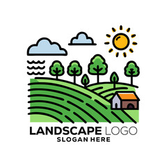 Fototapeta premium Summer park abstract icon with shady alleys, trimmed trees and kidney shaped lawn, for nature or landscape design