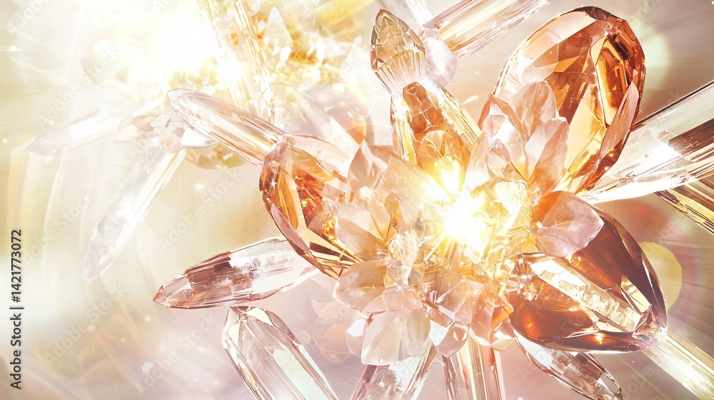 Poster stunning diamond flower in full bloom with shimmering crystal petals diffusing light creating a magi