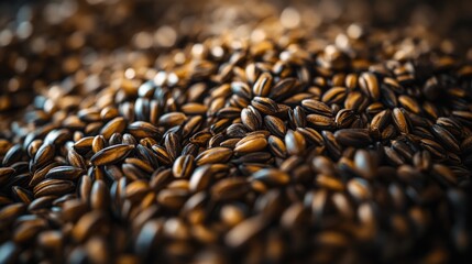Obraz premium A close up view of a pile of roasted grains