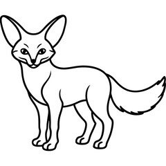 Elegant Fennec Fox One-Line Vector Art