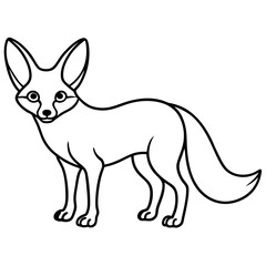 Elegant Fennec Fox One-Line Vector Art