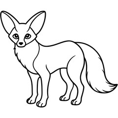 Elegant Fennec Fox One-Line Vector Art