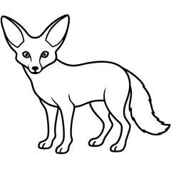 Elegant Fennec Fox One-Line Vector Art