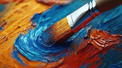 Fototapeta premium Artist applying vibrant oil paint
