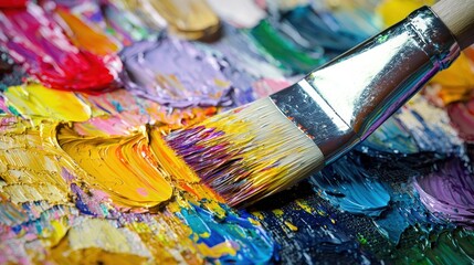 Fototapeta premium Artist mixing oil paints on palette