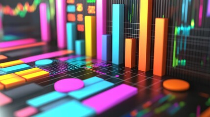 Obraz premium Financial and operational strategies aligned on charts with sticky note labels