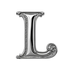 Elegant Silver Letter L Ornate Monogram Initial