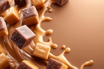 Caramel Cube with Liquid Splash