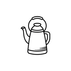 Teapot with Handle and Spout Outline Illustration