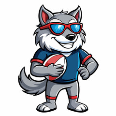 Naklejka premium wolf rugby mascot