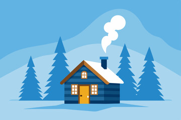 winter landscape with house