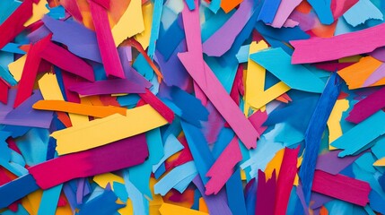 Colorful Abstract Composition of Hand-Painted Paper Pieces for Creativity