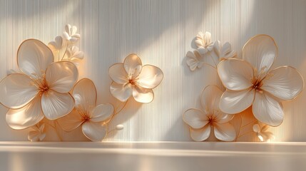 3D Floral Wall Decor, Light and Shadow.  Possible use Interior design inspiration