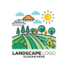 Naklejka premium Summer park abstract icon with shady alleys, trimmed trees and kidney shaped lawn, for nature or landscape design