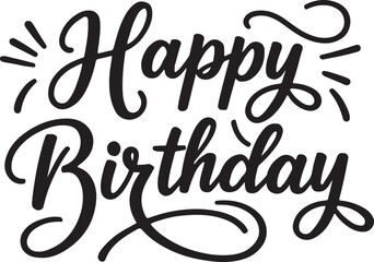 Happy birthday typography black vector design isolated illustration
