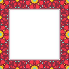 Oriental ornamental mosaic. Arabic design for page decoration. Vector frame of asian mosaic border