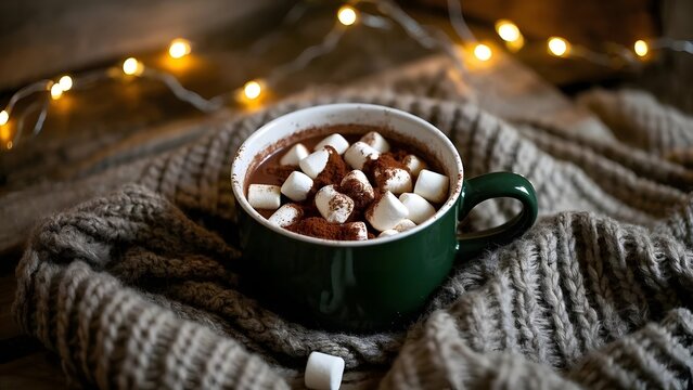 cup of coffee and chocolate with mashmellow