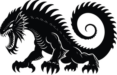 Leviathan Swimming Beneath Stormy Surface &ndash; Ancient Sea Creature from Legendary Lore