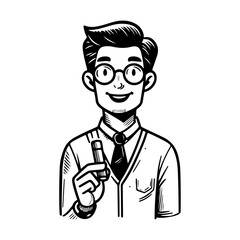 Obraz premium Businessman giving thumbs up and pointing in a fun cartoon style with a tie