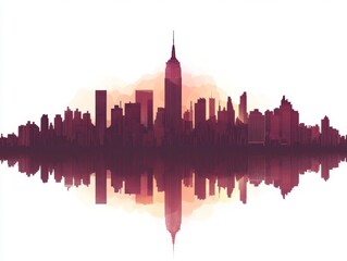 Obraz premium The urban aesthetic of nighttime is captured in photographic art through a solid black city skyline reflection