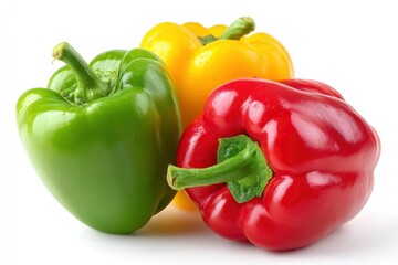 Three Bell Peppers Colorful Green Red and Yellow