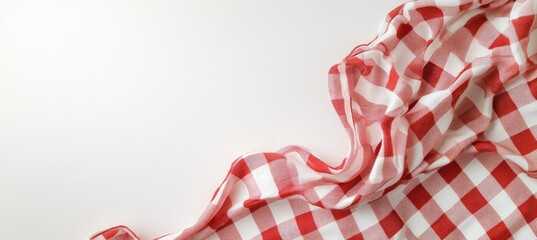 Red and white checkered fabric draped