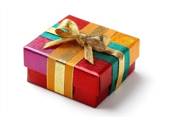 Obraz premium Colorful Wrapped Gift Box with Ribbon