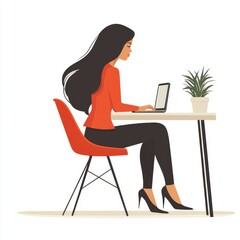 A woman's silhouette is set against a backdrop of digital art in a contemporary professional studio setting