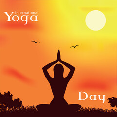International yoga day web banner illustration. Background, banner