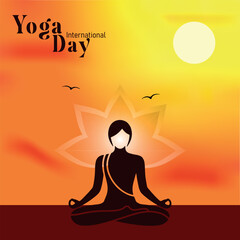 International yoga day web banner illustration. Background, banner