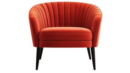 Stylish orange armchair design modern living room furniture showcase cozy environment artistic perspective