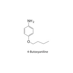 Fototapeta premium 4-Butoxyaniline skeletal structure. Aromatic amine compound schematic illustration. Simple diagram, chemical formula.
