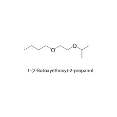 1-(2-Butoxyethoxy)-2-propanol skeletal structure. Alcohol compound schematic illustration. Simple diagram, chemical formula.
