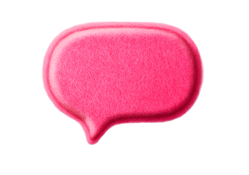 Pink speech bubble on a transparent background