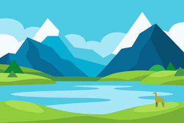 landscape with mountains and blue sky