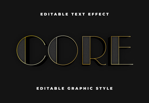 Gold Minimalistic Luxury Font Art Deco Thinline Text Effect