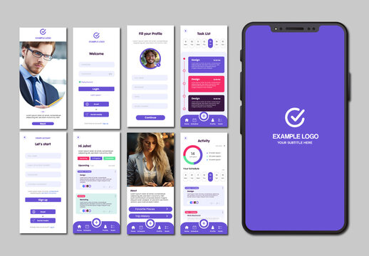 Purple Task Manager User Interface Mobile Application Kit