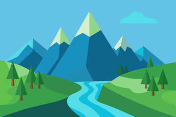 Obraz premium landscape with mountains and trees