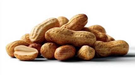 Clean peanuts grouped and isolated on white background. Ideal for package visuals with clipping path.