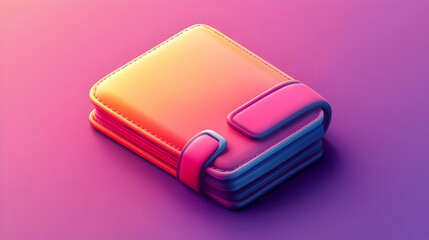 Isometric 3D Render of a Colorful Wallet with Gradient Colors