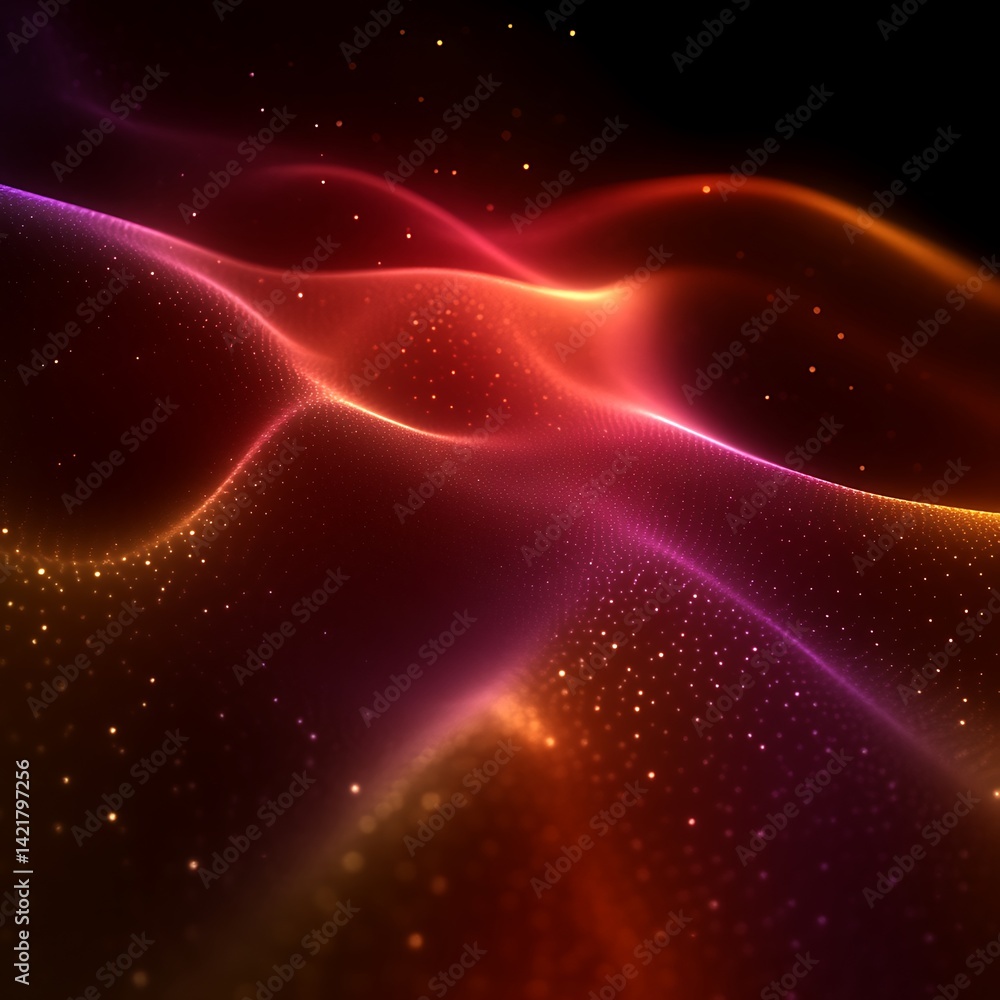 Aufkleber abstract swirling, vibrant, particle-based design. a dynamic display of glowing particles in warm hu