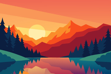 sunset in mountains