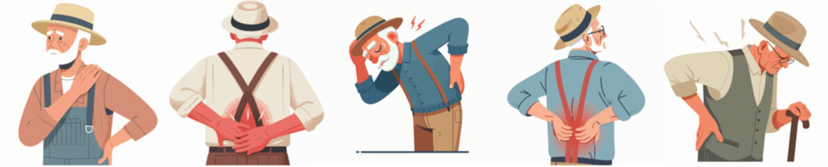 vector of grandfather having back pain