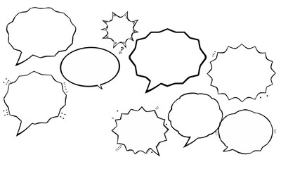 collection of various comic speech bubbles in different shapes and sizes, perfect for adding dialogue or thoughts in illustrations. These elements enhance storytelling and creativity