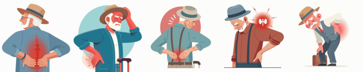 vector of grandfather having back pain