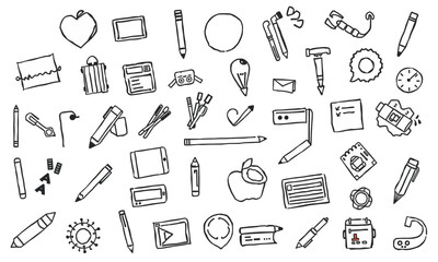 collection of various school supplies and stationery items, including pens, pencils, notebooks, and other tools, creating vibrant and creative atmosphere for learning