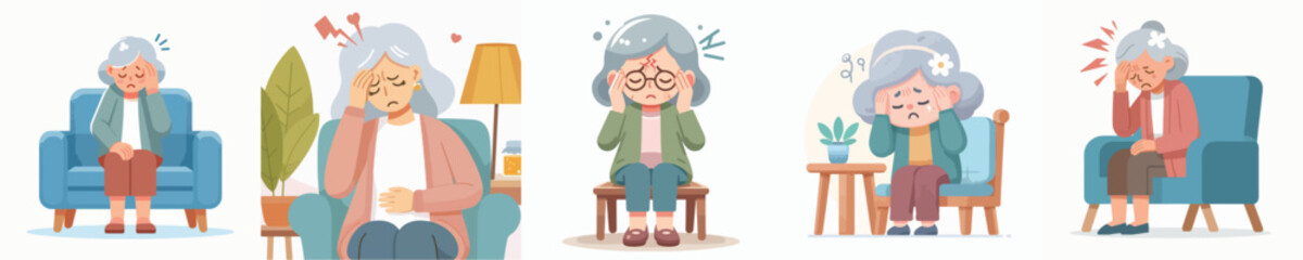 vector grandma having a headache